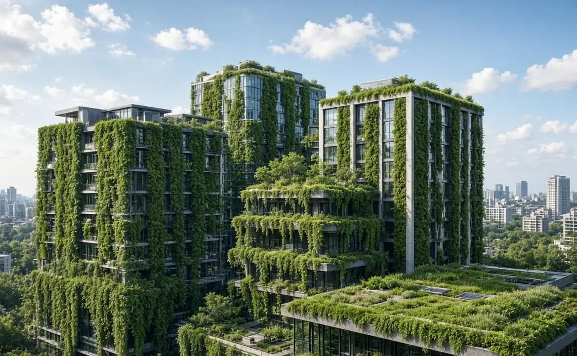 Residential towers with planting on every terrace