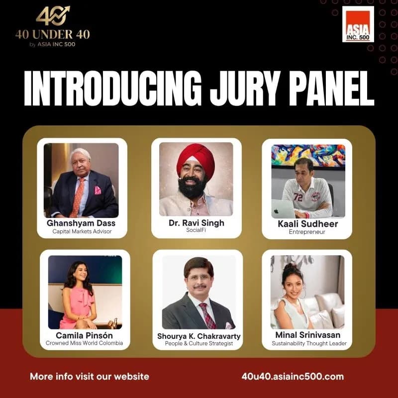Appointed Jury, Asia Inc 500, 40 Under 40 Entrepreneurs